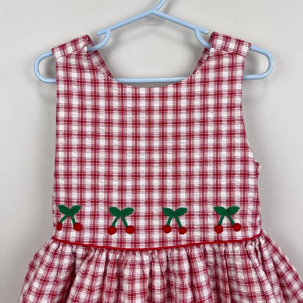 Florence Eiseman Sleeveless Red Plaid Cherry Dress 6